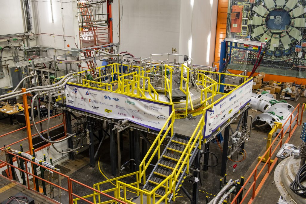 An above view of Colossus. Colossus is enclosed in yellow railings.